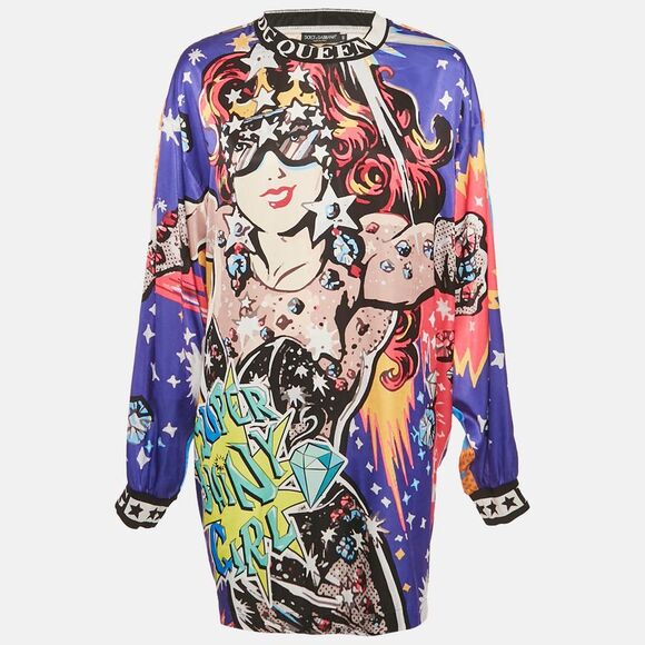 Dolce & Gabbana Multicolor Printed Satin Tunic S